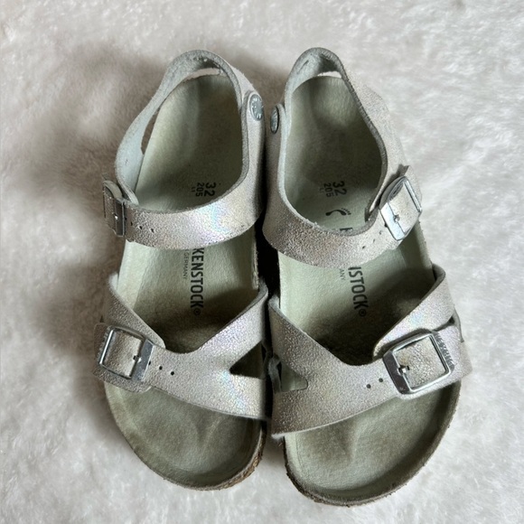 Birkenstock Other - Birkenstock Kids Iridescent Silver Adjustable Strap Sandals Size 32 EU/1-1.5 US
